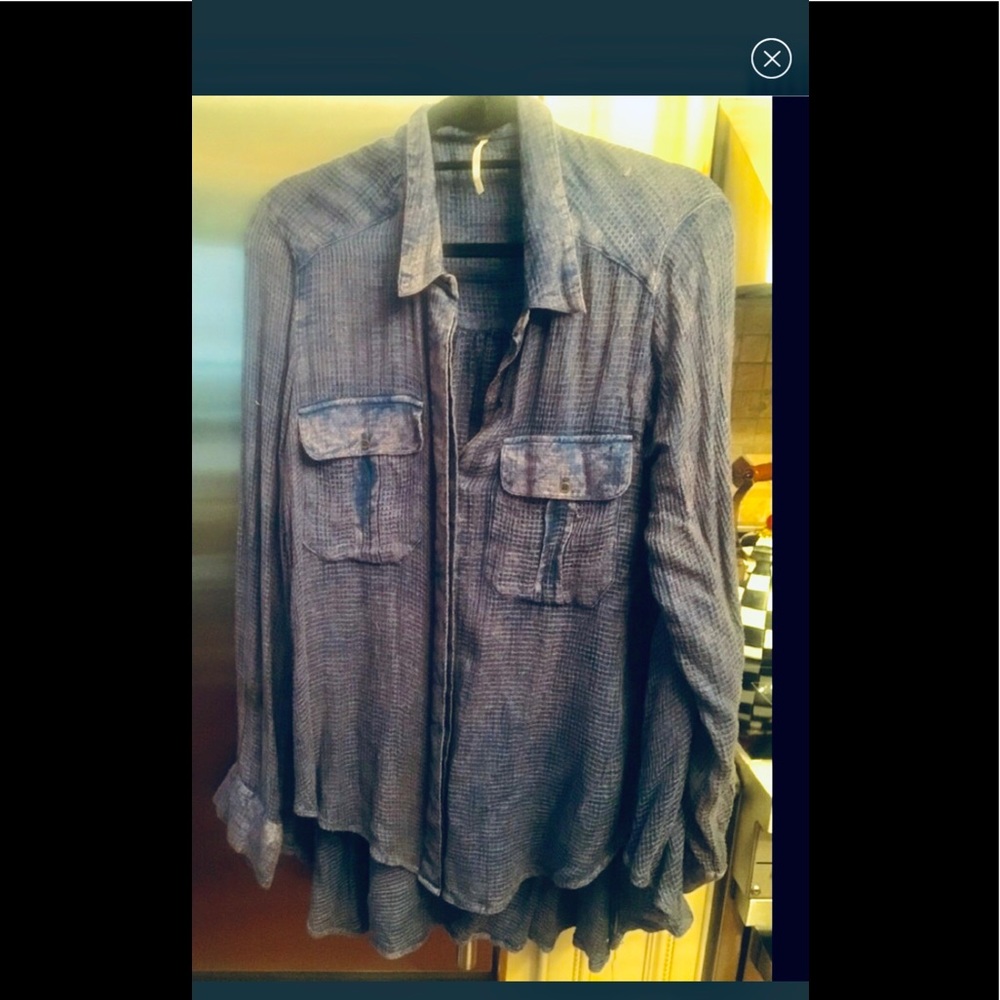 Free people blue oversized button down